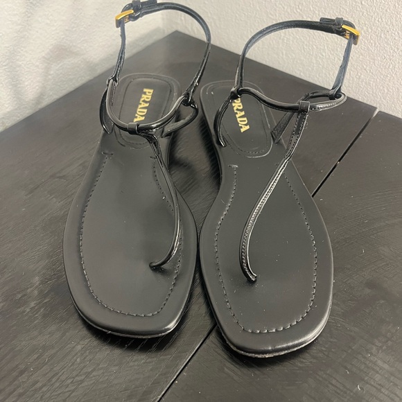 Prada Shoes - *** Sold*** Prada Patent Leather T-Strap Sandals